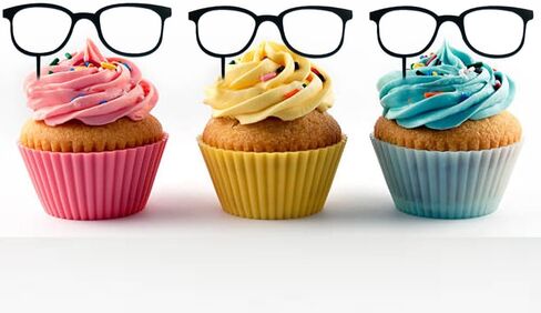 Acrylic Glasses-Shaped Cake Topper – Perfect For A Glasses-Themed Party; Cute And Stylish; Ideal For Retirement Parties, Reading Glasses Parties, Or Any Other Glasses-Related Event. (Black Eyeglasses) in Saudi Arabia
