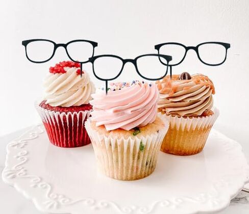 Acrylic Glasses-Shaped Cake Topper – Perfect For A Glasses-Themed Party; Cute And Stylish; Ideal For Retirement Parties, Reading Glasses Parties, Or Any Other Glasses-Related Event. (Black Eyeglasses) in Saudi Arabia
