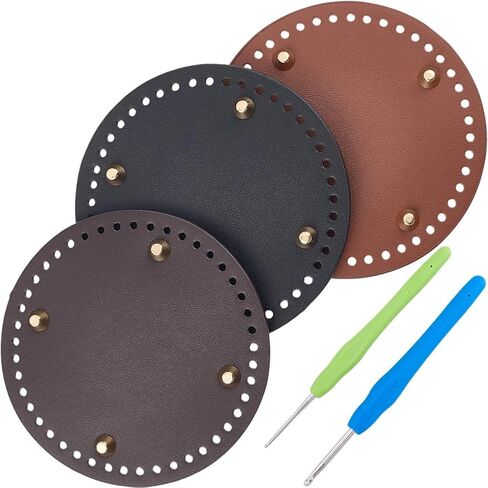 5 قطع قطعة واحدة من قاعدة برشام الحياكة المستطيلة من جلد البولي يوريثان، وسادة تشكيل حقيبة كروشيه 2 قطعة من المحفظة البيضاوية مع فتحات، 2 قطعة خطافات كروشيه لصنع حقيبة يد DIY وحقيبة كروس (أسود) in Saudi Arabia
