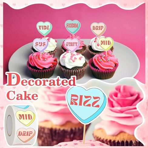 500 Pcs Valentines Day Heart Stickers Candy Heart Conversation Brain Rot Teen Slang Valentines Love Stickers for Classroom Gift Cards Envelopes Boxes in Saudi Arabia