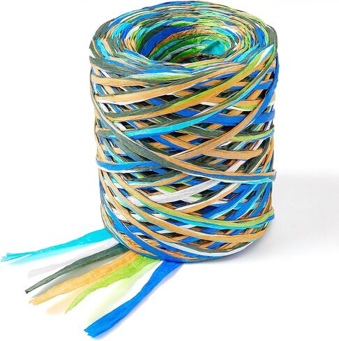 262 Feet Raffia Paper Ribbons, 6 Colors Raffia Paper Packing String Twine Rope for Gift Wrapping, DIY Craft, Birthday Party Decoration (Blue) in Saudi Arabia