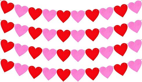 Red Felt Heart Banner, 2 Strings Red Felt Heart I LOVE YOU Banners Sign for Celebrate Valentine Party Wedding Ceremonies Holiday Party Decorations in Saudi Arabia