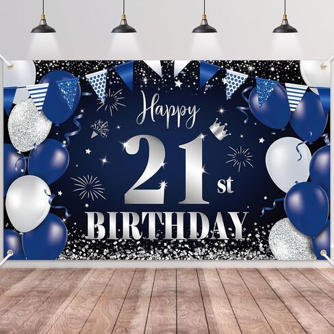 Happy 60th Birthday Banner for Men, Navy Blue Black Silver Happy 60 Years Decorations Fabric Backdrop, 180×110cm Photo Background Signs for Men's 60th Birthday Party Decor in Saudi Arabia