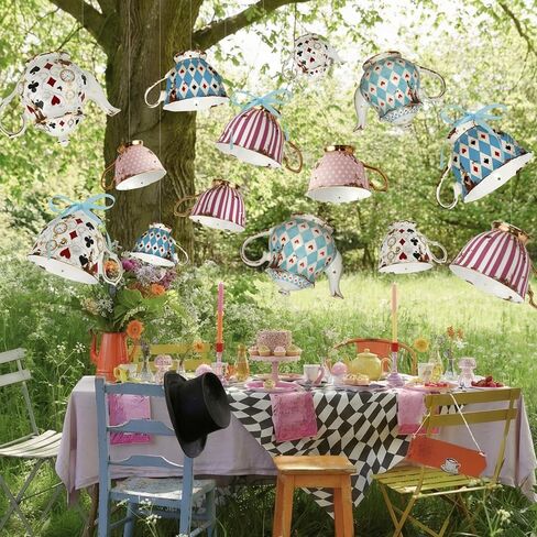 Epakh 20 Pcs Vintage Clock Cardboard Hanging Banner Wonderland Tea Party Decoration Wonderland Clock Garland Decoration Background for Birthday Baby Shower Party Supplies Girls Princesses in Saudi Arabia