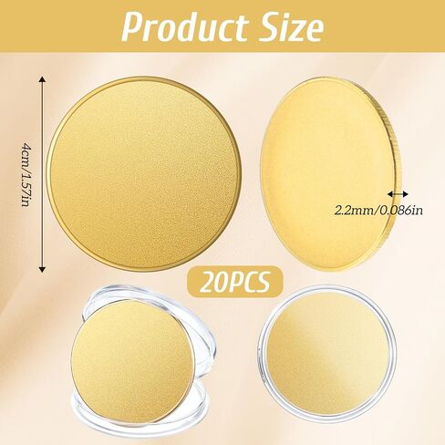 20 PCS Blank Coins for Engraving, 40mm Brass Coin Blanks Brass Copper Coins Custom Challenge Coin Metal Stamping Blanks with Acrylic Protection Box for DIY Crafts Travel Commemorative Collection in Saudi Arabia