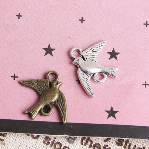 Opexicos 100Pcs Antique Silver Swallow Bird Charm Connector Bracelet Necklace Jewelry Making Handmade DIY in Saudi Arabia