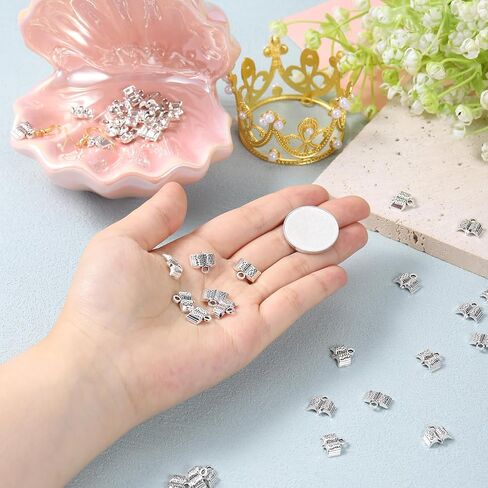 Thinp 50 Pcs Book Charms for Jewelry Making, Silver Book Beads Small Bookish Charms for DIY Bracelet Earring Necklace Jewelry Making in Saudi Arabia