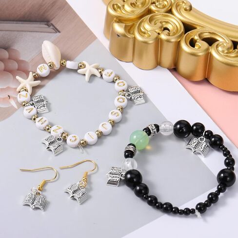 Thinp 50 Pcs Book Charms for Jewelry Making, Silver Book Beads Small Bookish Charms for DIY Bracelet Earring Necklace Jewelry Making in Saudi Arabia