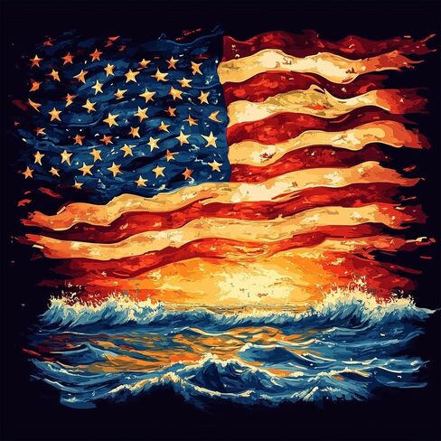 500 Piece American Flag Puzzle for Adults – Patriotic Sunset Ocean Scene | 20.5x15in White Cardboard | Fun Gift, Decor in Saudi Arabia