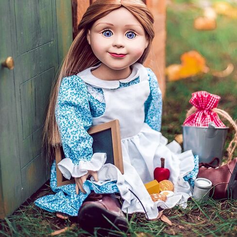 THE QUEEN'S TREASURES 18 Inch Doll Accessories, Little House on The Prairie 18 Inch 8 Piece Doll School Lunch & Accessory Set, Compatible for Use with American Girl Dolls in Saudi Arabia
