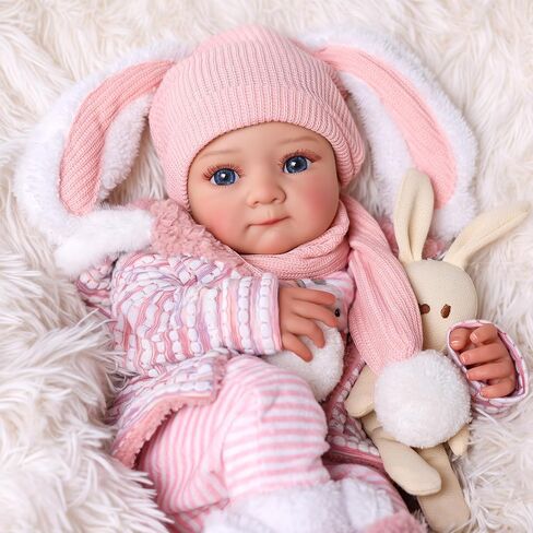 BABESIDE Lifelike Reborn Baby Dolls Ziva - 17 Inch Soft Body Realistic Baby Doll Girl with Value 5-Piece Bunny Outfit Cute Real Life Baby Doll with Accessories Gifts for Kids Age 3 + & Collection in Saudi Arabia