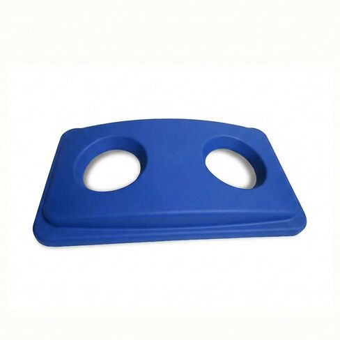 Restaurantware LID ONLY: RW Clean 1 Recycling Can Lid Fits 23 Gallon Trash Can - Two Bottle/Can Openings Blue Plastic Lid For Waste Basket Heavy-Duty Trash Can Sold Separately in Saudi Arabia