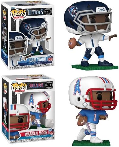 فانكو بوب! مجموعة شخصيات NFL Cam Ward Tennessee Titans وWarren Moon Oilers، مجموعة شخصيات من الفينيل قابلة للتجميع in Kuwait