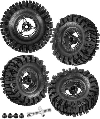 RC 1.9In Wheels Tires Carbon Fiber faceplate for 1/10 SCX10 I II III 90046 TRX4 TRX6 AXI03007 VS4-10 Gen8 MST CFX D90 Capra RC Crawler Car,1.9In Beadlock Wheels (Black-A) in Saudi Arabia