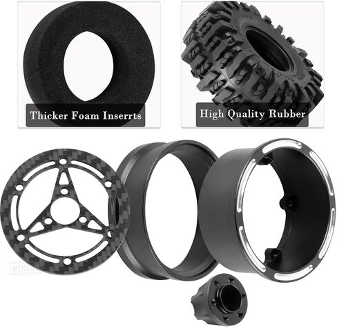 RC 1.9In Wheels Tires Carbon Fiber faceplate for 1/10 SCX10 I II III 90046 TRX4 TRX6 AXI03007 VS4-10 Gen8 MST CFX D90 Capra RC Crawler Car,1.9In Beadlock Wheels (Black-A) in Saudi Arabia