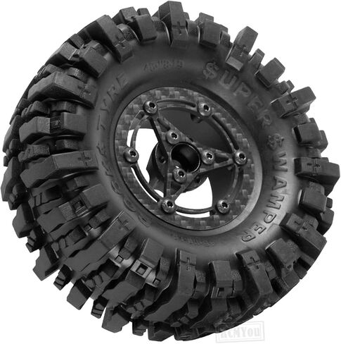 RC 1.9In Wheels Tires Carbon Fiber faceplate for 1/10 SCX10 I II III 90046 TRX4 TRX6 AXI03007 VS4-10 Gen8 MST CFX D90 Capra RC Crawler Car,1.9In Beadlock Wheels (Black-A) in Saudi Arabia