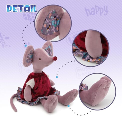 12'' Lovely Dressing Birthday Ballet Mouse Toys Dolls，Plush Soft Stuffed Cute for Toddler Boys and Girls,Red and Clothes are Removable and Washable in Saudi Arabia