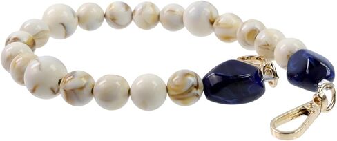 سلسلة حقائب تزيينية مقلدة من الأحجار الكريمة مقاس 16.93 بوصة/43 سم، مقبض محفظة مطرز من الأكريليك، مقبض حقيبة يد قصيرة مطرز بمقبض بديل لحزام المحفظة (Style4، بيج وأزرق) in Kuwait