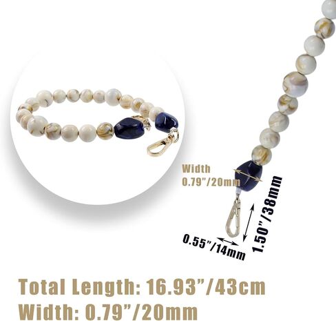 سلسلة حقائب تزيينية مقلدة من الأحجار الكريمة مقاس 16.93 بوصة/43 سم، مقبض محفظة مطرز من الأكريليك، مقبض حقيبة يد قصيرة مطرز بمقبض بديل لحزام المحفظة (Style4، بيج وأزرق) in Kuwait