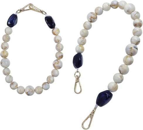 سلسلة حقائب تزيينية مقلدة من الأحجار الكريمة مقاس 16.93 بوصة/43 سم، مقبض محفظة مطرز من الأكريليك، مقبض حقيبة يد قصيرة مطرز بمقبض بديل لحزام المحفظة (Style4، بيج وأزرق) in Kuwait