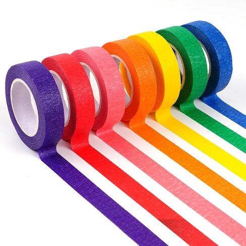 7 Pack Colored Masking Tapes, Painters Tapes for Arts and Crafts, Drafting Craft Tape, Colorful Artist Tape 105yd（0.4IN*15yd*7） A in Saudi Arabia