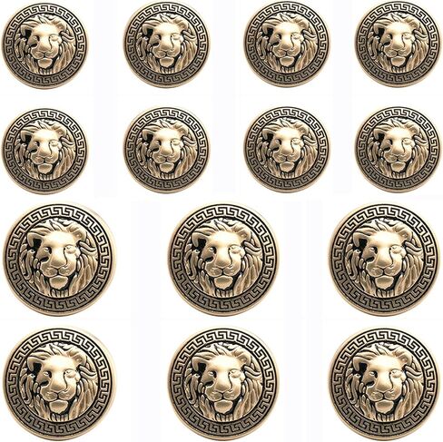 KENDANY 11 Pieces Vintage Antique Metal Blazer Button Set - 3D Lion Head - for Blazer, Suits, Sport Coat, Uniform, Jacket(Gold) 15mm 20mm in Saudi Arabia