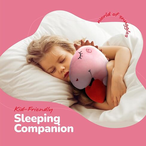 حيوان محشو على شكل ديناصور من القطيفة لعيد الحب من ArtCreativity - طوله 30.48 سم - ديناصورات لطيفة باللون الوردي الفاتح مع قلب أحمر - لعبة ديناصور وردية - هدايا عيد الحب لها in Kuwait