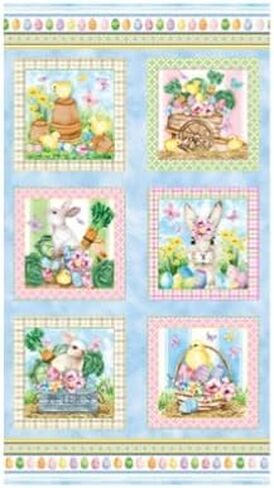 لوحة من نسيج القطن مقاس 24 بوصة × 44 بوصة من Cottontail Farms Bunny عيد الفصح باللون الأزرق 14405.54-تُباع بواسطة اللوحة in Kuwait