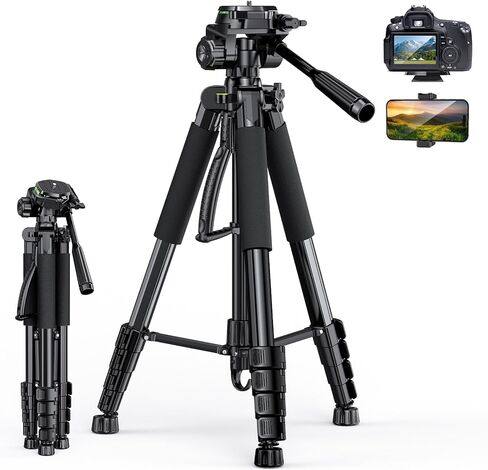 UBeesize 67" Camera Tripod with Travel Bag, Cell Phone Tripod with Wireless Remote and Phone Holder, Compatible with All Cameras, Cell Phones, Projector, Webcam, Spotting Scopes in Kuwait