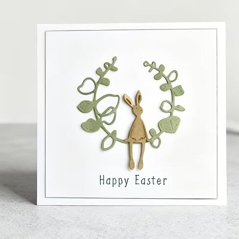 Easter Rabbit Metal Die Cuts,Easter Bunny Leaves Wreath Swing Frame Festival Cutting Dies Cut Stencils for DIY Photo Decorative Embossing Paper Dies for Scrapbooking Card Making in Saudi Arabia