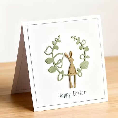 Easter Rabbit Metal Die Cuts,Easter Bunny Leaves Wreath Swing Frame Festival Cutting Dies Cut Stencils for DIY Photo Decorative Embossing Paper Dies for Scrapbooking Card Making in Saudi Arabia