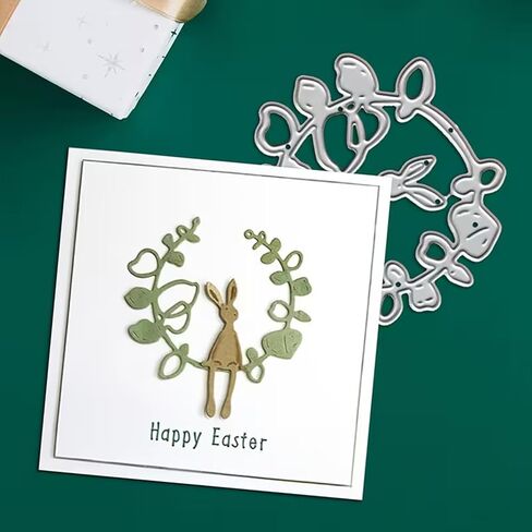 Easter Rabbit Metal Die Cuts,Easter Bunny Leaves Wreath Swing Frame Festival Cutting Dies Cut Stencils for DIY Photo Decorative Embossing Paper Dies for Scrapbooking Card Making in Saudi Arabia