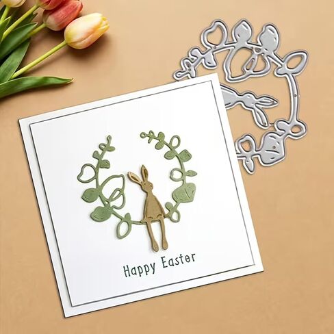 Easter Rabbit Metal Die Cuts,Easter Bunny Leaves Wreath Swing Frame Festival Cutting Dies Cut Stencils for DIY Photo Decorative Embossing Paper Dies for Scrapbooking Card Making in Saudi Arabia