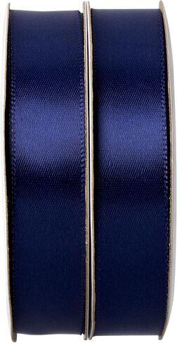Offray 453931 5/8" Wide Single Face Satin Ribbon for Gift Wrapping, Decoration, and Crafts, Two Pack of 6-Yard Spools, Navy Blue in Kuwait