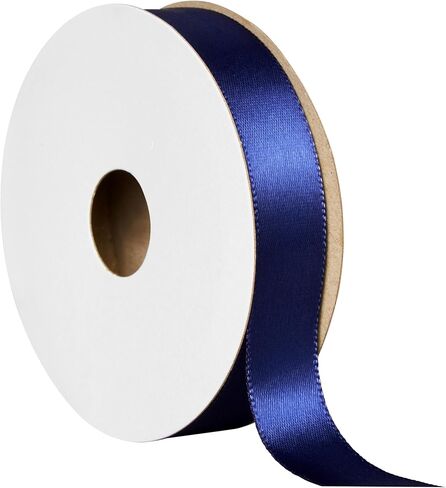 Offray 453931 5/8" Wide Single Face Satin Ribbon for Gift Wrapping, Decoration, and Crafts, Two Pack of 6-Yard Spools, Navy Blue in Kuwait