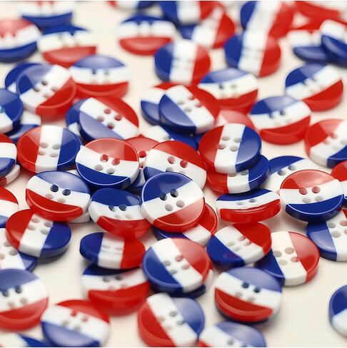 4th of July Decorations 100Pcs Red White Blue Round Resin Buttons 4 Holes for Crafts Sewing DIY Manual Button Painting DIY Handmade Ornament Buttons (Blue, 12mm) in Kuwait