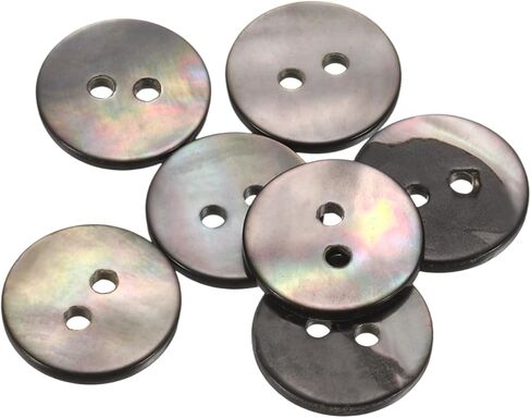 uxcell 7Pcs Natural Shell Button, 2 Hole 20mm Flat Mother of Pearl Buttons for Shirt Coats Suits Jacket Jeans Skirts DIY Sewing Crafts, Black/Silver in Saudi Arabia