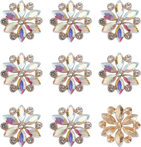 8Pcs Rhinestone Buttons 20mm Blue Flower Crystal Button Embellishments Buttons Sew on Clothing Buttons for Women Crafts Wedding Party Bouquet Decorations Bags Shoes Supplies in Saudi Arabia