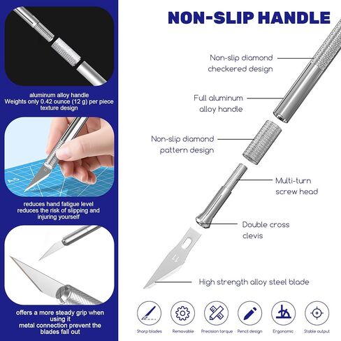 46Pcs Craft Hobby Knife Assortment Kit with Scissors and Tweezers, Precision Knives with #11#16#17 Spare Exacto Blades for Scrapbooking Carving Modeling Crafting in Saudi Arabia