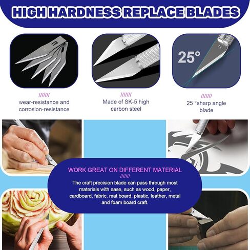 46Pcs Craft Hobby Knife Assortment Kit with Scissors and Tweezers, Precision Knives with #11#16#17 Spare Exacto Blades for Scrapbooking Carving Modeling Crafting in Saudi Arabia