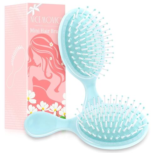 فرشاة شعر مبللة صغيرة من NICEMOVIC، عبوتين، حشوات سلة عيد الفصح للفتيات المراهقات، هدايا للفتيات الصغيرات والنساء، فرشاة شعر صغيرة للسفر، هدية لحفلات العزوبية لوصيفات العروس (وردي) in Kuwait