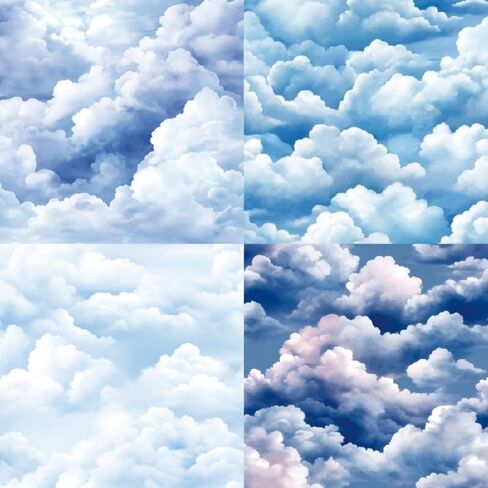 LZBRDY 6"X6" 24 Sheet Decorative Craft Paper Sheet Pads, Blue Sky Clouds Patterns, 160GSM Junk Journal Single-Sided Scrapbook Paper Kit in Saudi Arabia