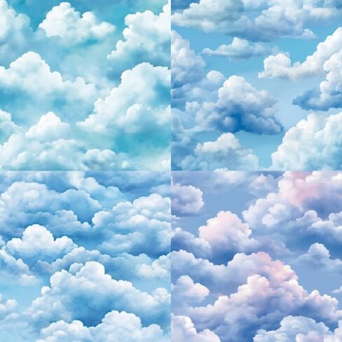 LZBRDY 6"X6" 24 Sheet Decorative Craft Paper Sheet Pads, Blue Sky Clouds Patterns, 160GSM Junk Journal Single-Sided Scrapbook Paper Kit in Saudi Arabia