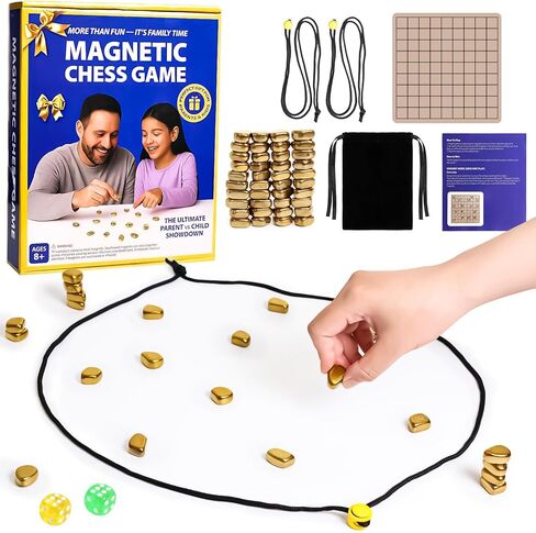 Magnetic Chess Game, Magnet Game with String for 2 or 4 Players，40 Magnetic Rocks and Chess Board Mat, Fun Magnetic Chess Set Family Games for Kids and Adults Indoor Outdoor Games Travel Camping Party in Saudi Arabia