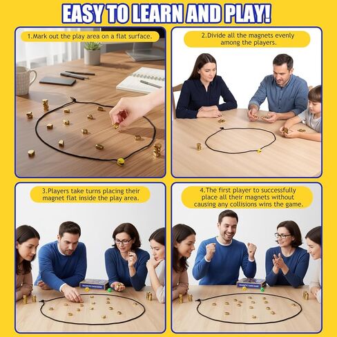 Magnetic Chess Game, Magnet Game with String for 2 or 4 Players，40 Magnetic Rocks and Chess Board Mat, Fun Magnetic Chess Set Family Games for Kids and Adults Indoor Outdoor Games Travel Camping Party in Saudi Arabia