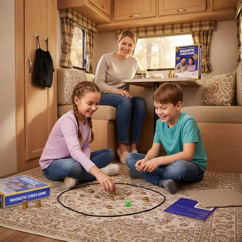 Magnetic Chess Game, Magnet Game with String for 2 or 4 Players，40 Magnetic Rocks and Chess Board Mat, Fun Magnetic Chess Set Family Games for Kids and Adults Indoor Outdoor Games Travel Camping Party in Saudi Arabia