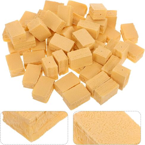 VICASKY 50-Pcs Miniature Hay Bales Set - Realistic Fake Hay Square Bales for Farm & Micro Landscape Diorama, Dollhouse Decor, Train Scenery, and DIY Craft Projects (Tan) in Saudi Arabia
