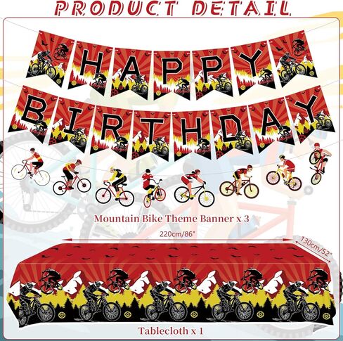 Bicycle Birthday Party Decorations - Bicycle Party Supplies including Banner, Plate, Cake Topper, Cup, Napkin, Balloon, Tablecloth - Serves 20 in Kuwait