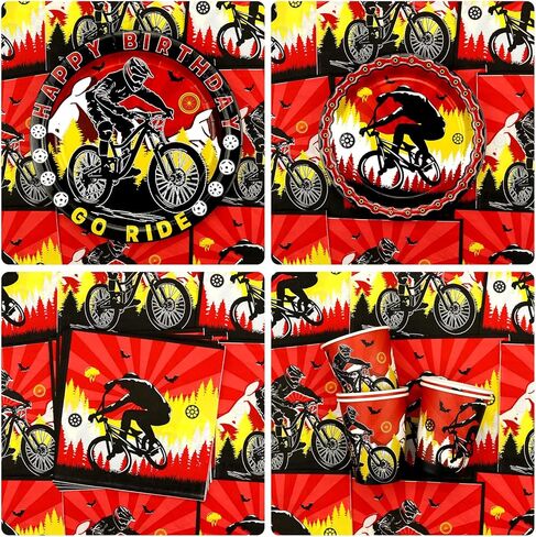 Bicycle Birthday Party Decorations - Bicycle Party Supplies including Banner, Plate, Cake Topper, Cup, Napkin, Balloon, Tablecloth - Serves 20 in Kuwait