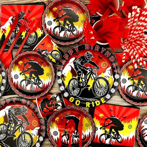 Bicycle Birthday Party Decorations - Bicycle Party Supplies including Banner, Plate, Cake Topper, Cup, Napkin, Balloon, Tablecloth - Serves 20 in Kuwait